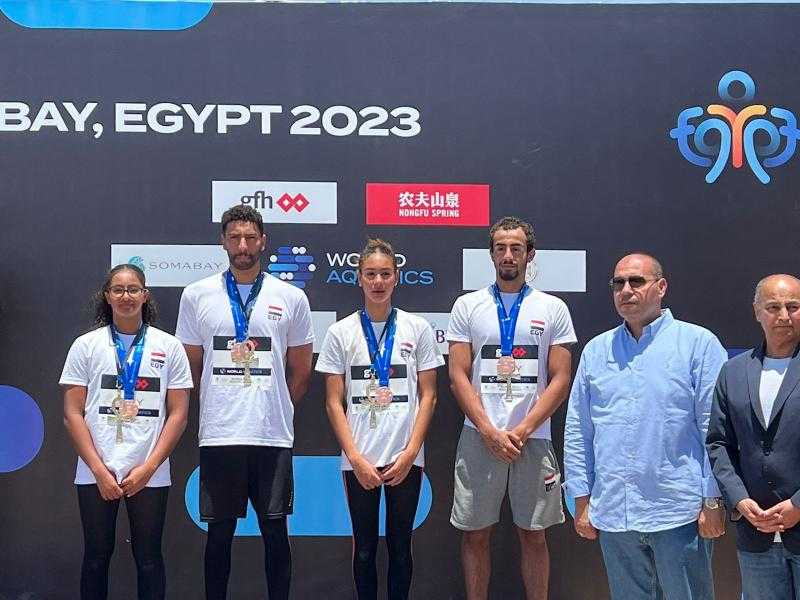 أول ميدالية مصرية عالمية فى السباحة المفتوحة منذ 30 عاما.. وادريس يشيد بالفريق